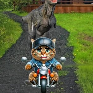 @meowsterpiecesreal Cute Cat Chased by a Dinosaurs! #cat #fyp #catsoftiktok #cat…